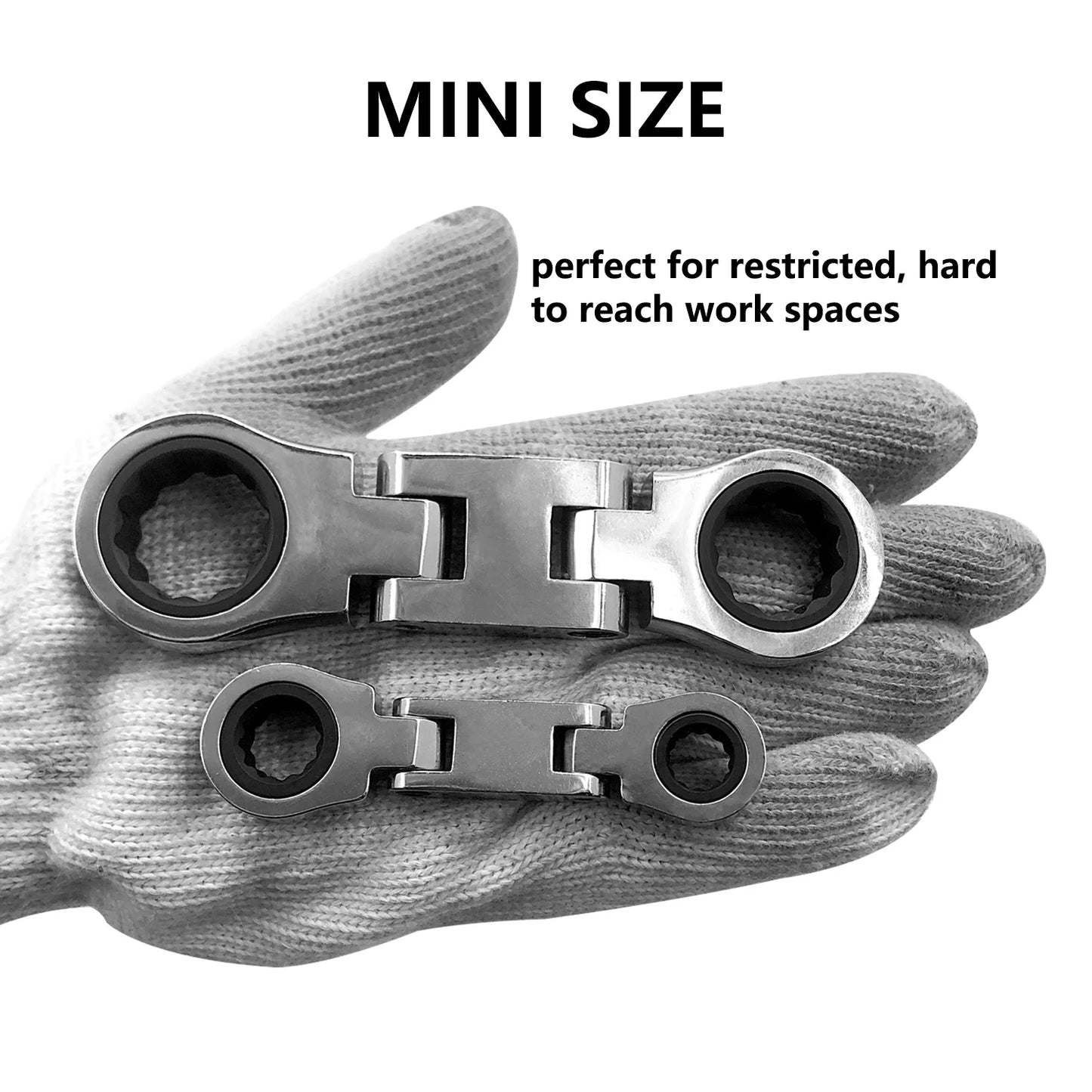 5pcs Dual Flex Head Ratcheting Wrench Set, Double Box End, Flex-Head, Stubby Metric Combination Wrench Set