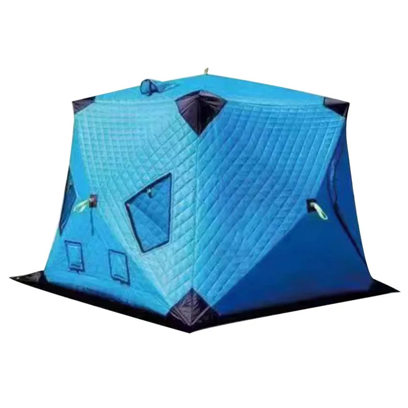 New Outdoor Winter Fishing Camping Cotton Tent, Warm and Thick, Anti Cold and Ice Fishing House, Easy To Carry 2Doors 4windows