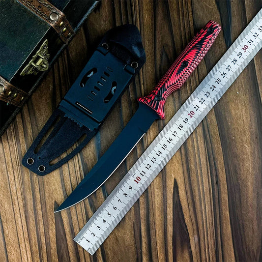 11.4inch High Quality Fixed Blade Knife with Sheath D2 Steel Blade G10 Handle Outdoor Camping Knife Hunting Knife