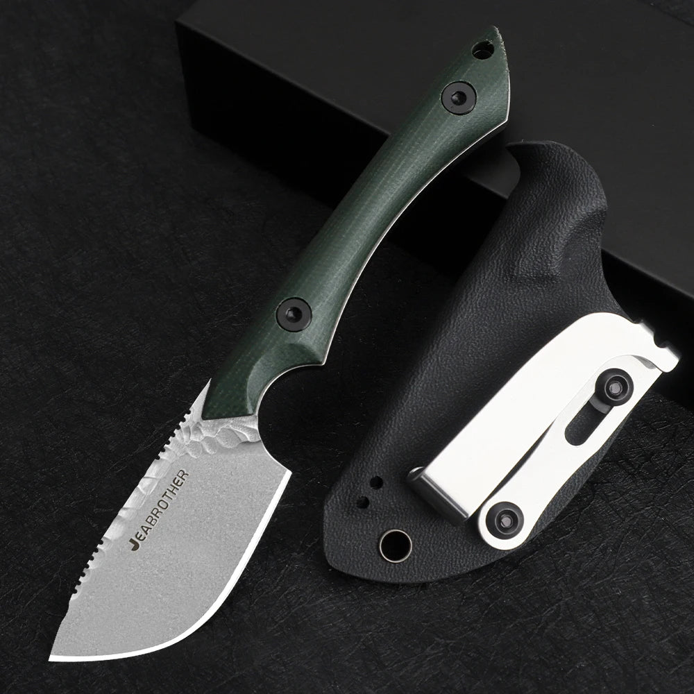 JEABROTHER Pocket Knife, Linen Handle, Fixed Knife, Outdoor Survival, Camping, EDC Tools, Fruit Knife
