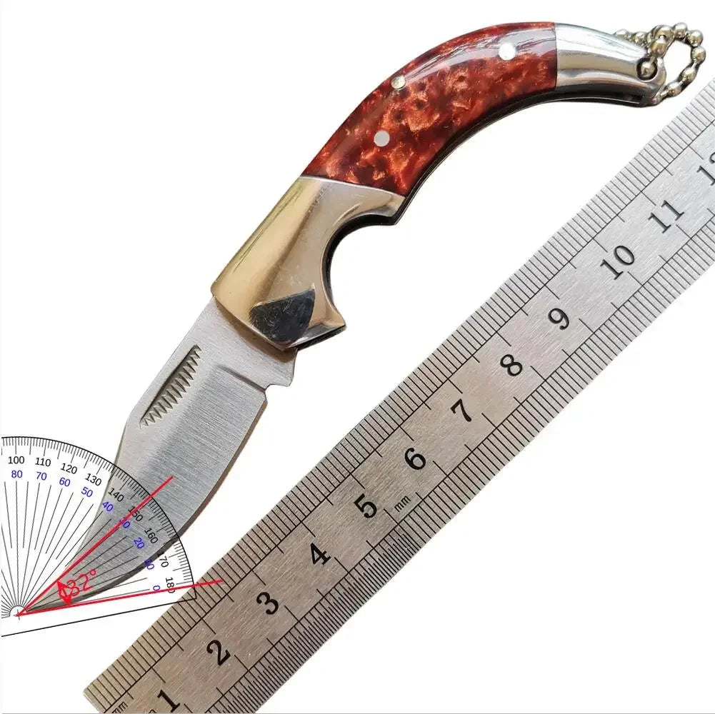 Folding Knife Hunting Camping Survival Tool Dcbeer Steel+Wood Handle Knives EDC Tool Pocket Knife