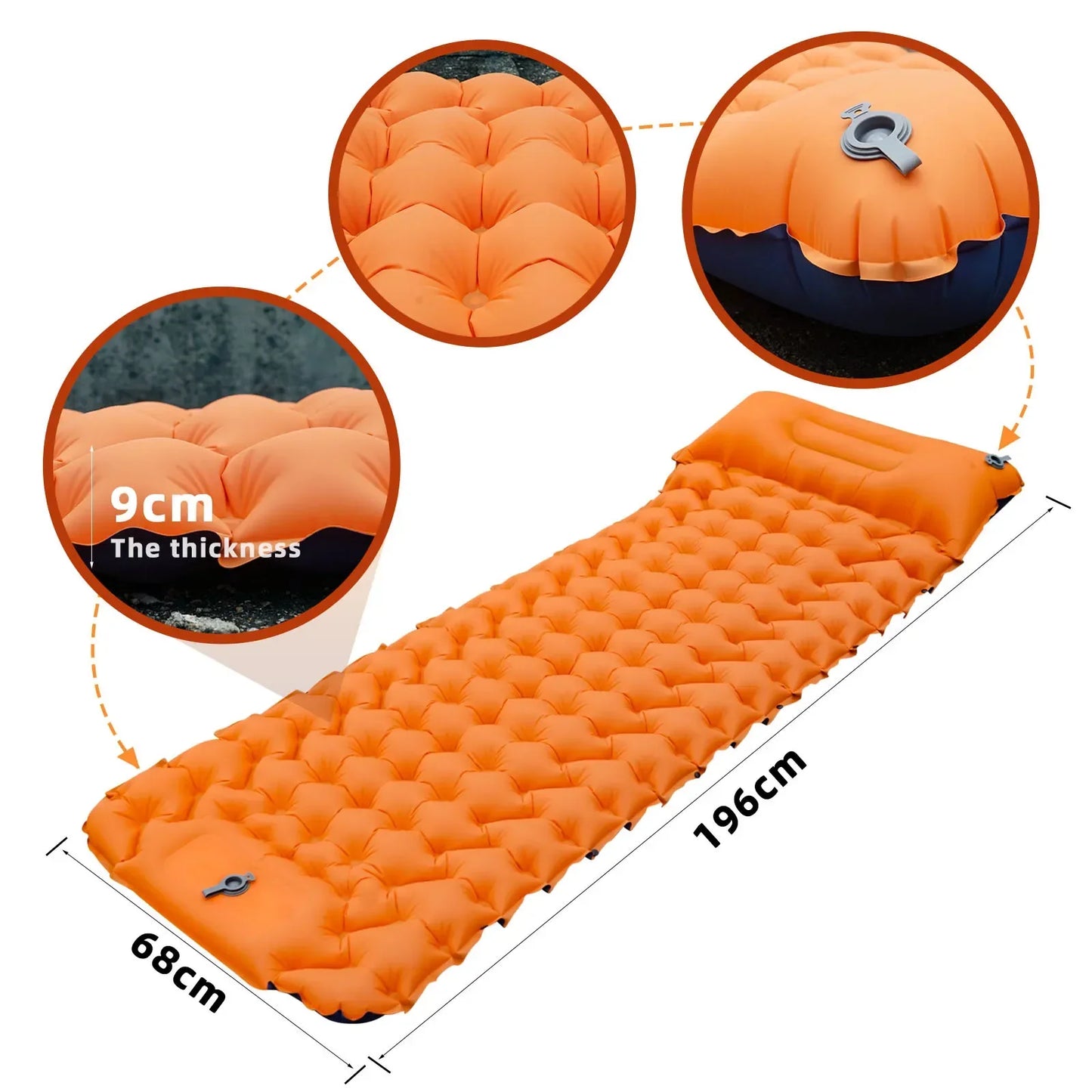 Outdoor Sleeping Pad Camping Inflatable Mattress Outdoor Mat Cushion Pillow Folding Bed Ultralight Air Cushion Hiking Trekking