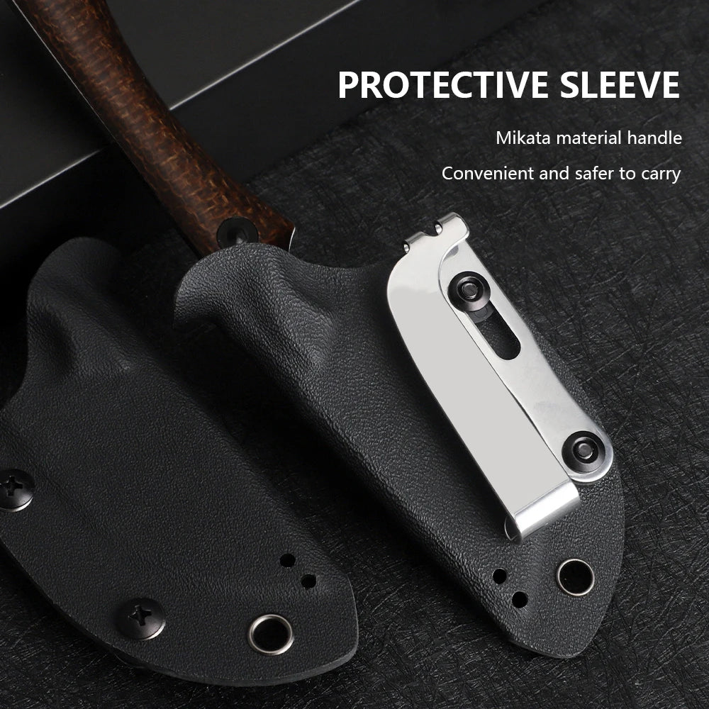 JEABROTHER Pocket Knife, Linen Handle, Fixed Knife, Outdoor Survival, Camping, EDC Tools, Fruit Knife