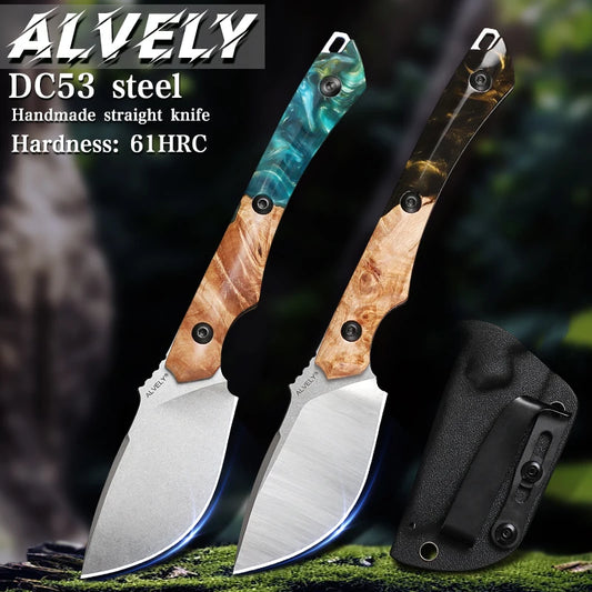 DC53 Steel Fixed Blade Knife, Outdoor Hunting Fixed Blade Knife, Suitable for Mountaineering, Camping Survival, and Hiking