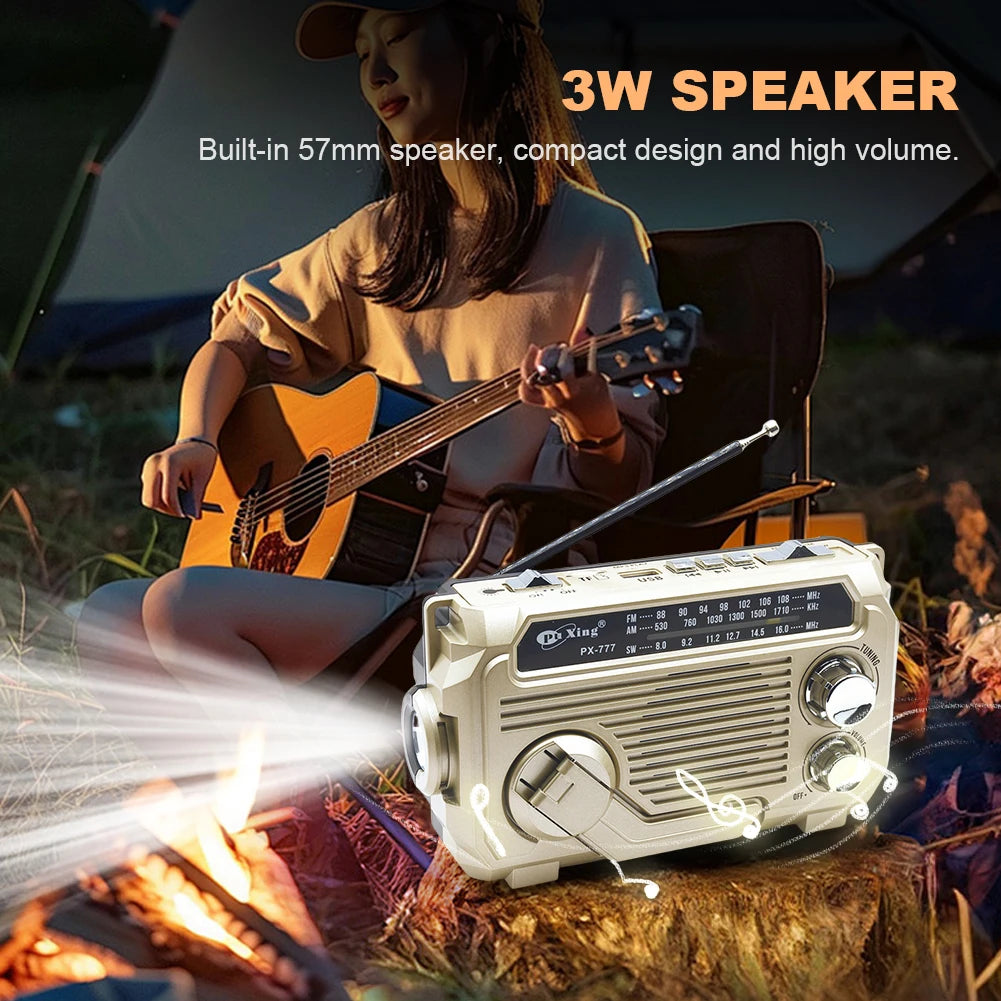Emergency Hand Crank Radio Solar Powered Radio with BT Speaker Flashlight AM/FM/SW Radio for Outdoor Camping and Emergency