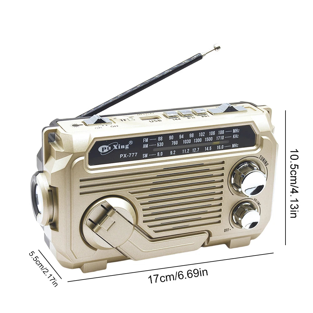 Emergency Hand Crank Radio Solar Powered Radio with BT Speaker Flashlight AM/FM/SW Radio for Outdoor Camping and Emergency