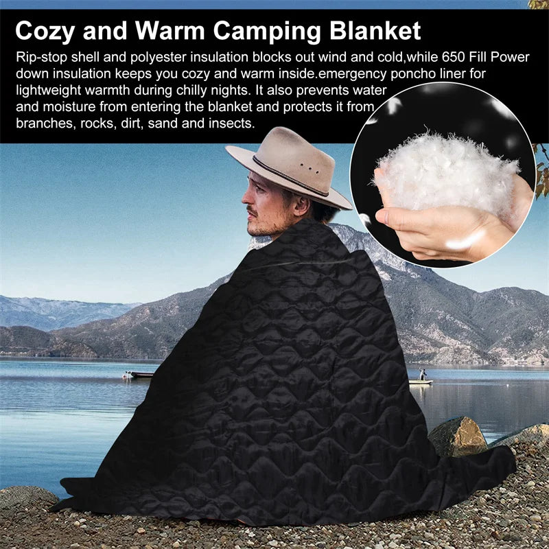 LQARMY Tactical Poncho Liner Camouflage Water Repellent Woobie Quilted Blanket Suitable for Camping, Shooting Hunting
