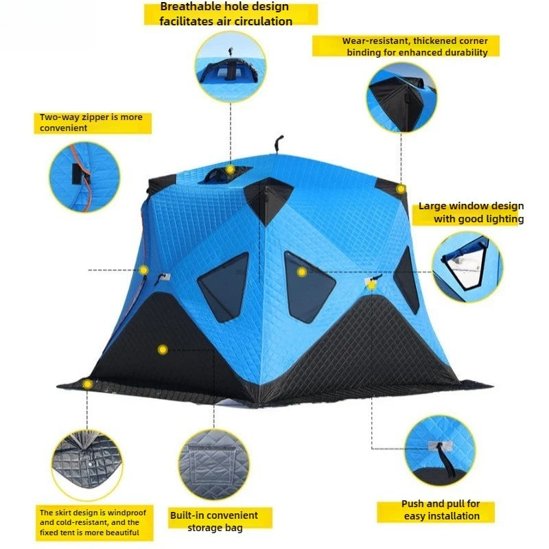 Winter Ice Fishing House Thickened Tent Outdoor Camping Equipment Winter Fishing Tent Cotton Winter Warm Cold and Windproof