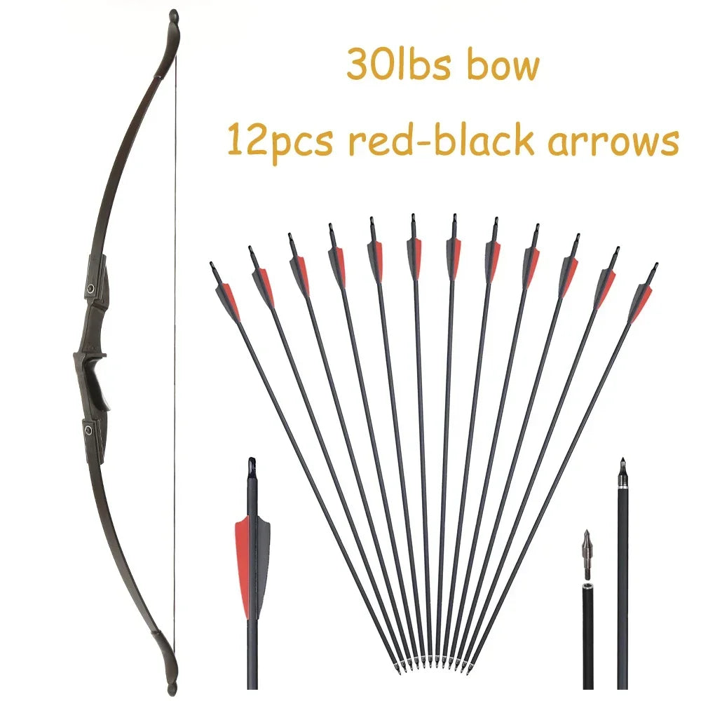 Archery Recurve Bow for Right/Left-Handed Outdoor Hunting Sports Shooting 57inch 30-40 Ibs Take-down Bow Archery Target