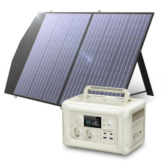 ALLPOWERS R600 Portable Power Station 600W 299Wh LiFePO4 Solar Generator UPS Battery Backup MPPT & 100W Solar panel for Camping