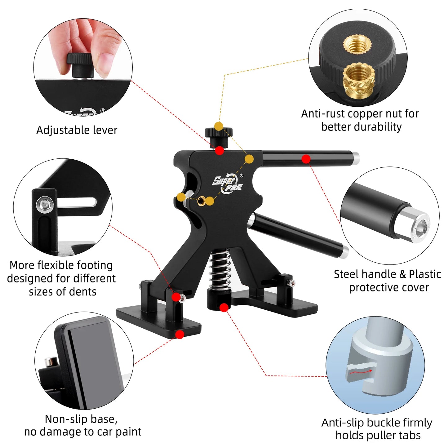 Super PDR Car Body Paintless Dent Repair Tool Auto Hail Dent Removal Kits Professional Dent Puller tools