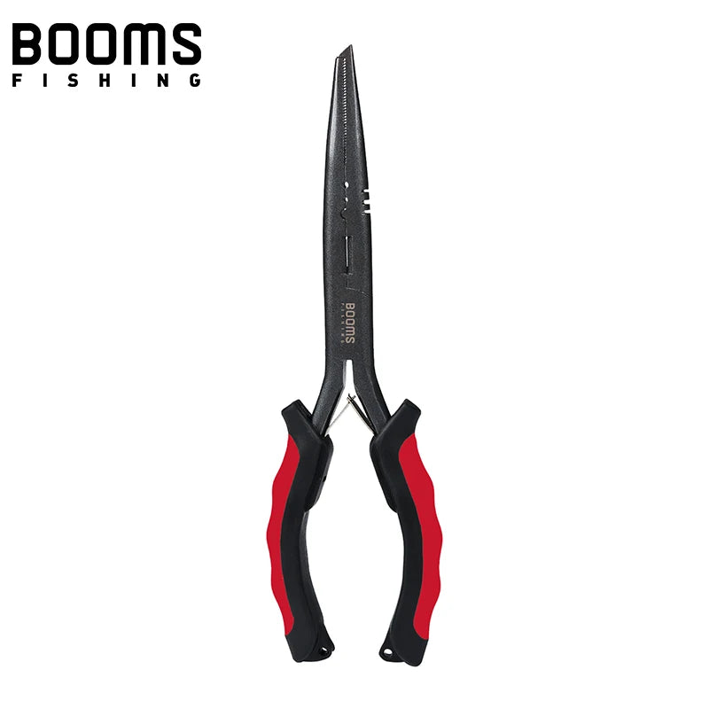 Booms Fishing F03 Multifunction Fishing Pliers Tools 23.5cm Straight Long Nose Stainless Steel Line Cutter Scissors Tools
