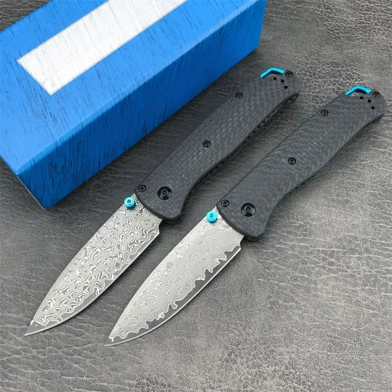 BM 535-3 carbon fiber handle Damascus steel blade outdoor camping Hiking Tactical Tool Rescue multi-purpose pocket folding knife