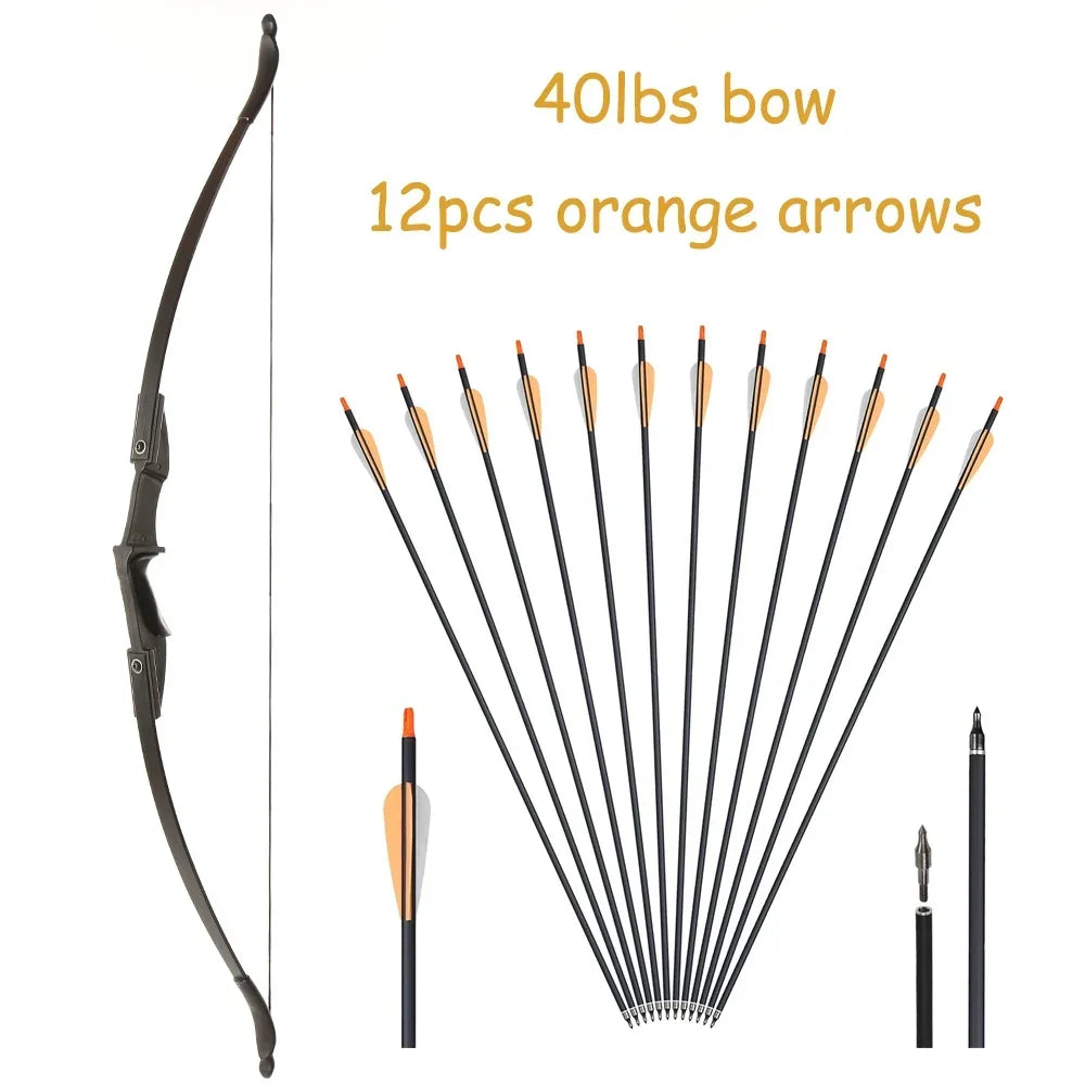 Archery Recurve Bow for Right/Left-Handed Outdoor Hunting Sports Shooting 57inch 30-40 Ibs Take-down Bow Archery Target
