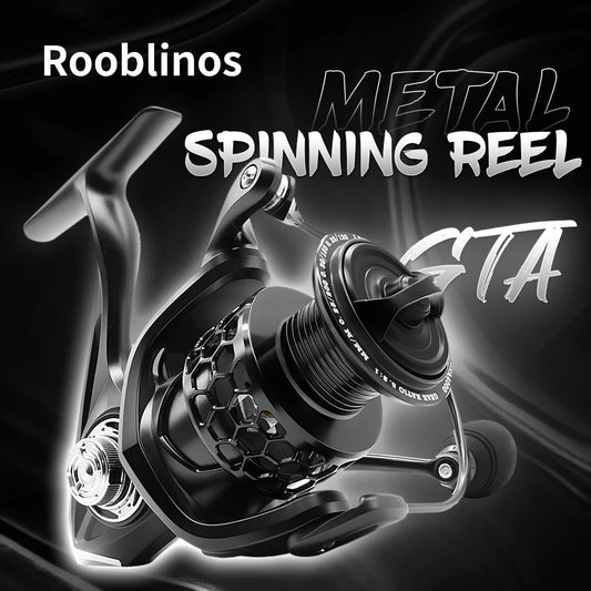 Rooblinos GTA Spinning Reel Fishing Reel Saltwater 2000 3000 4000  5.2:1 Gear Ratio Hollow Spool Design