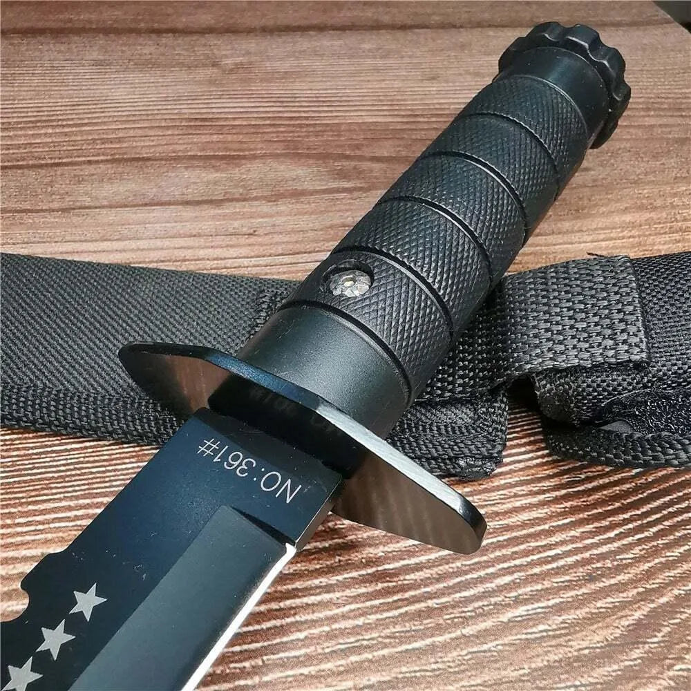 11.22" BLACK TACTICAL HUNTING FIXED BLADE MILITARY COMBAT SURVIVAL KNIFE +Sheath