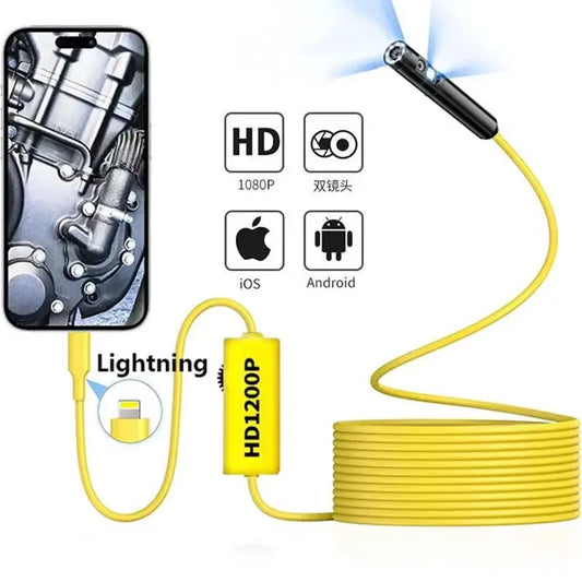 HD Dual Lens Endoscope Camera for iPhone HUAWEI XIAOMI PC Borescope Inspection Mini Camera Light 3 IN 1 Port or Lightning Port