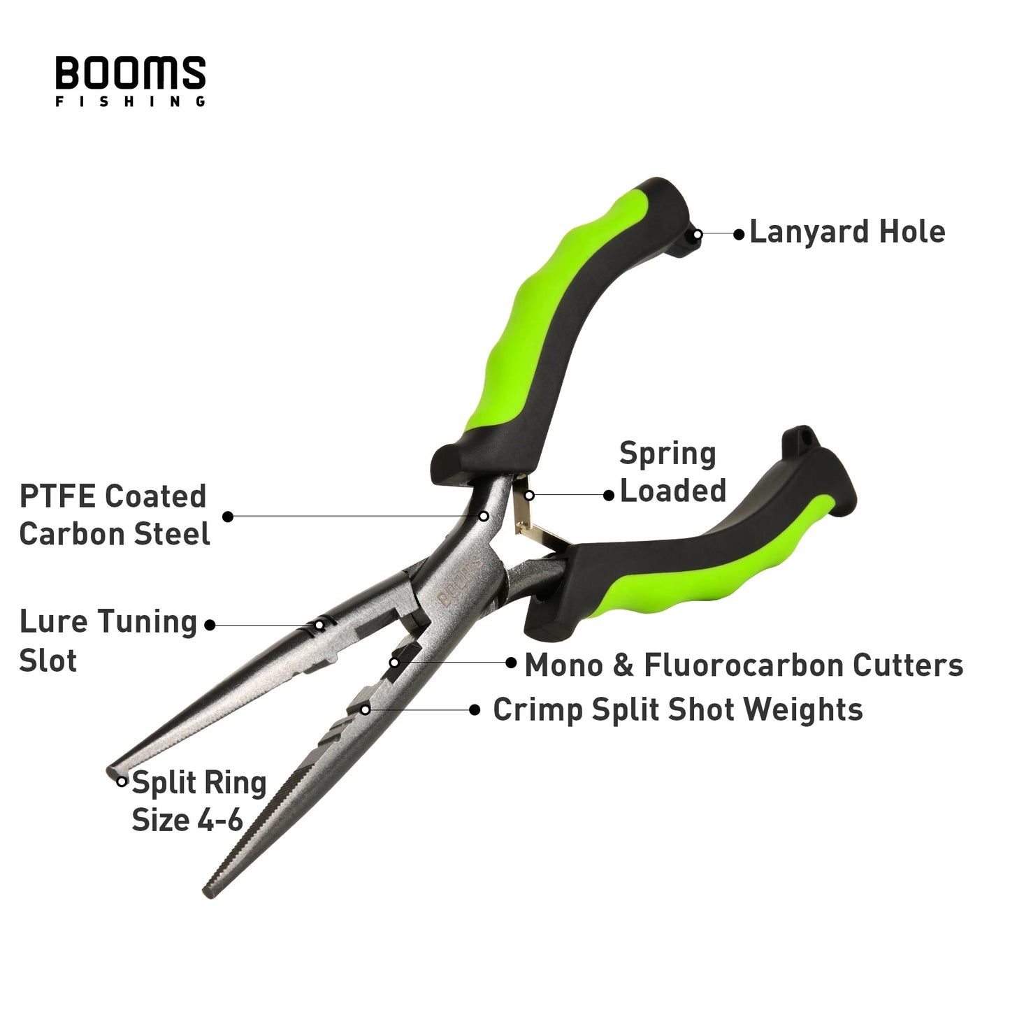 Booms Fishing F03 Multifunction Fishing Pliers Tools 23.5cm Straight Long Nose Stainless Steel Line Cutter Scissors Tools
