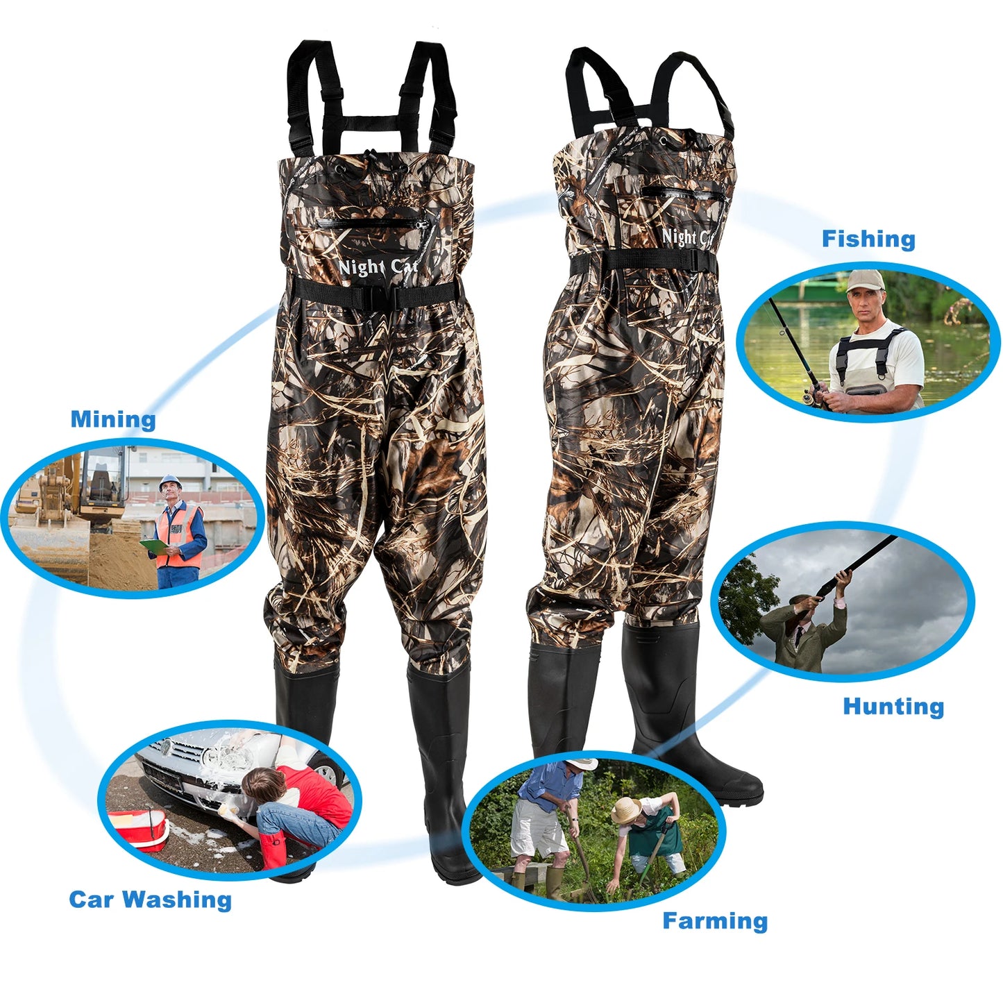 Waders Men with Boots for Fishing Waterproof Chest Wader Nylon&PVC Hunting Well