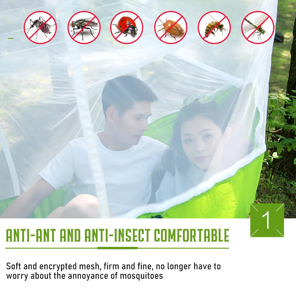 Camping Hammock with Mosquito Net Hanging Sleeping Tent Portable Hammock  260*140cm Outdoor Travel Tourist Nature Hike
