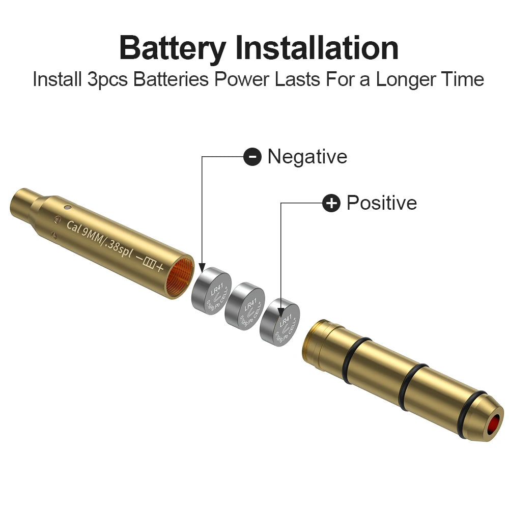 9MM/38SPL Red Laser Boresighter Cartridge Dot Sight for Pistol & Rifle Scope - Hunting Accessory Training Shoot Sight