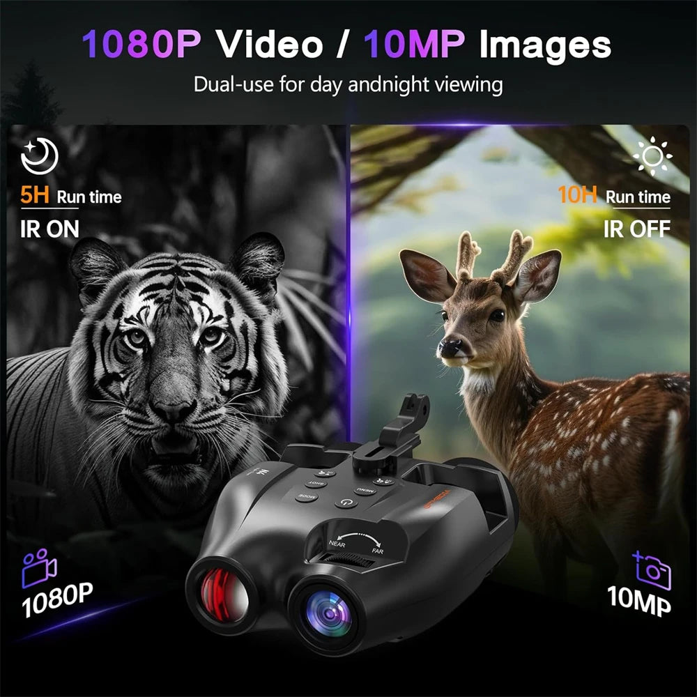 GTGUARD N4 Digital Night Vision Binoculars 1080P Full HD Infrared Hunting Camera 300M 5X Optical For Total Darkness Surveillance