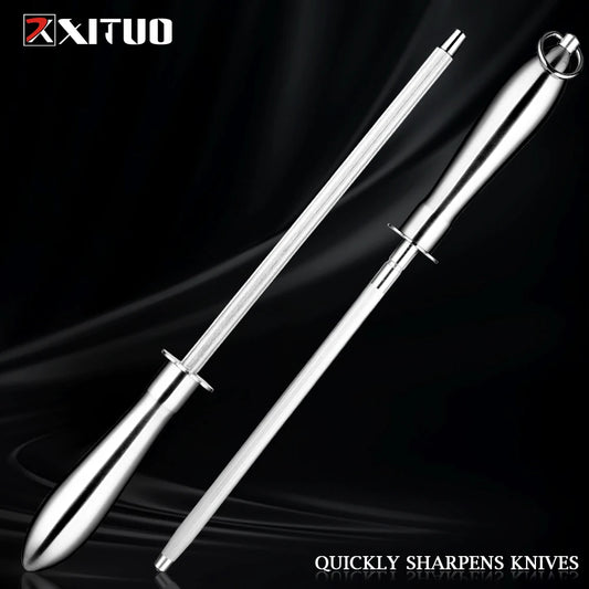 XITUO Japan 12 in.Diamond Carbon Steel Professional Knife Sharpener Rod | Kitchen, Home or Hunting | Master Chef, Hunter or Home