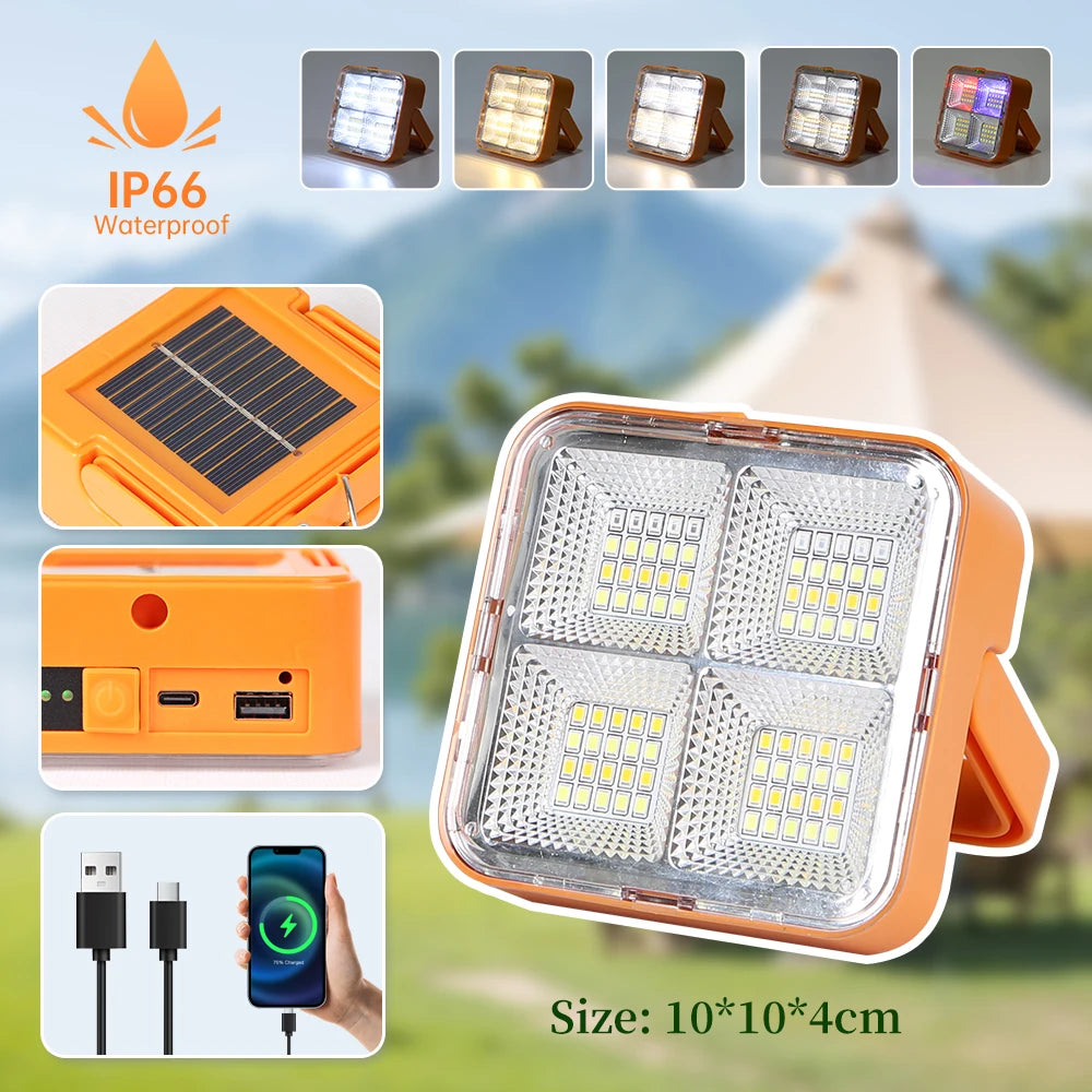 Solar Portable Lantern with USB Rechargeable Outdoor Solar Lights Emergency Sunlight for Parkside Travel Hike LED Camping Lights