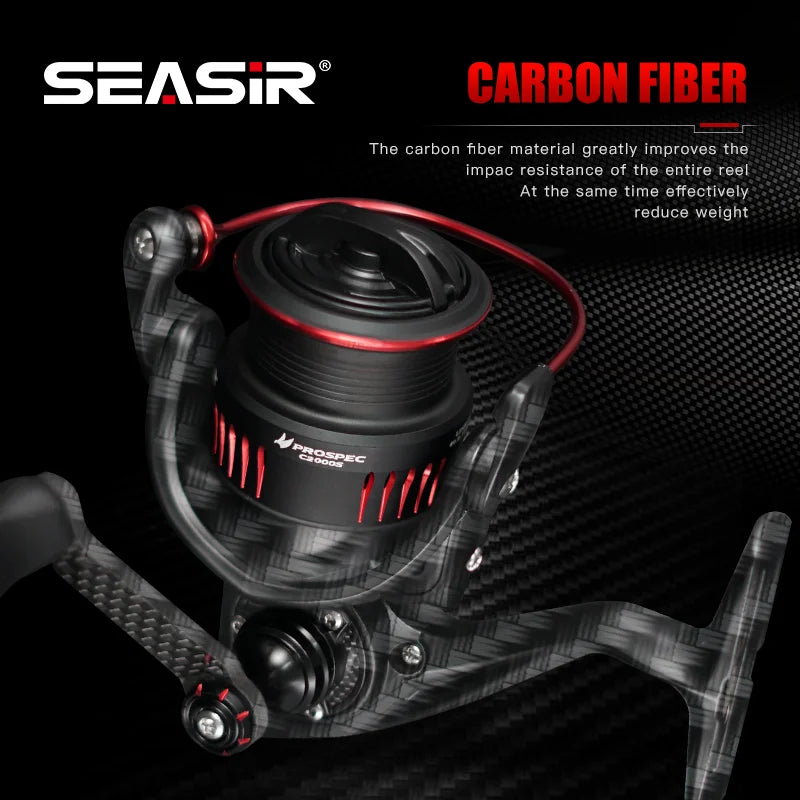 Seasir Prospec Spining Reel P-Series Ultralight Carbon Fiber Washers 8+1BB Max Drag 9Kg Freshwater Saltwater Fishing Coil