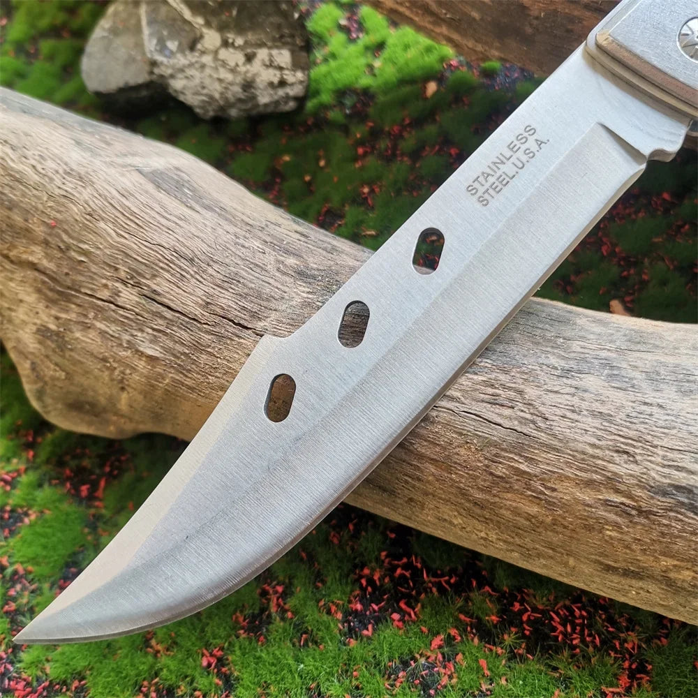 Heavy-Duty 8CR15MOV Folding Knife with Wood Handle: Tactical Tool for Outdoor Hunting, Camping & EDC