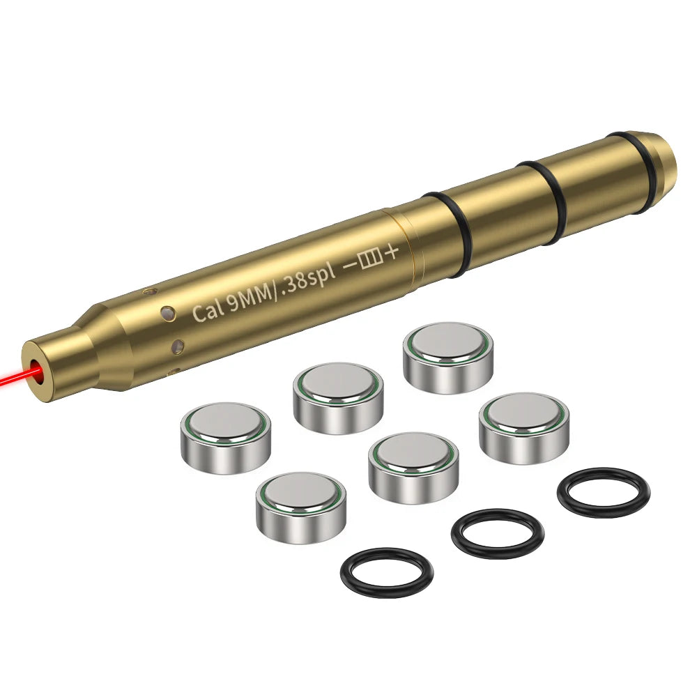 9MM/38SPL Red Laser Boresighter Cartridge Dot Sight for Pistol & Rifle Scope - Hunting Accessory Training Shoot Sight