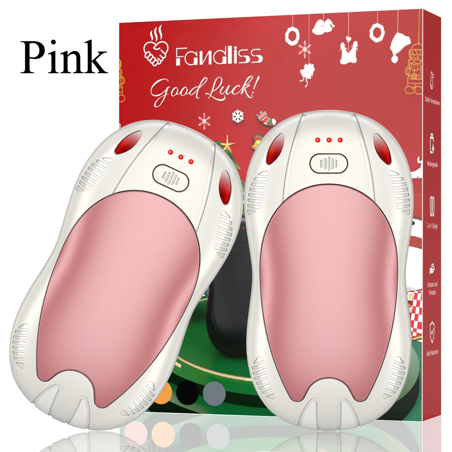 Hand Warmers Rechargeable 10000mAh 2 Pack, Double Side 3 Levels Heating , for Christmas Gifts, Work, Outdoor, Golf, Hunting