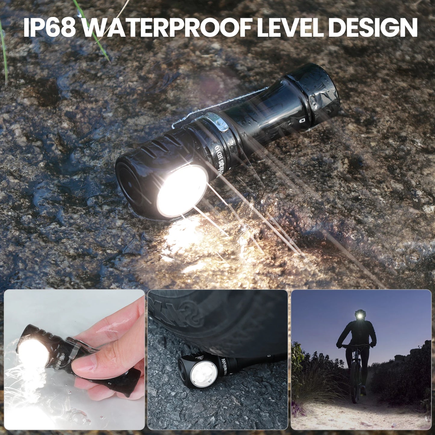 Wurkkos HD10 Headlamp Rechargeable 14500 IP68 Mini EDC 1200Lm 3* 90 CRI LEDs + 3* RGB Aux LEDs Anduril 2.0 Fishing Camping Torch