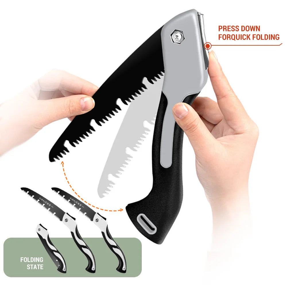 AIRAJ 9.4 inch Folding Saw,Pruning Saws with SK5 Steel Teeth, Handsaws for Camping, Gardening, Carpentry Camping Saw Portable.