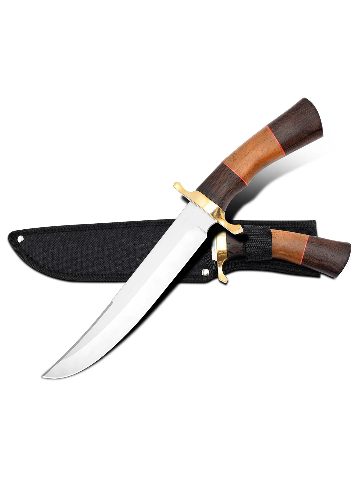 Jungle survival knife with stainless steel straight blade, designed for tropical rainforest survival gear