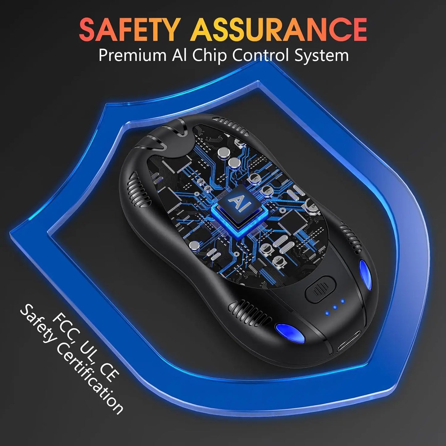 Hand Warmers Rechargeable 10000mAh 2 Pack, Double Side 3 Levels Heating , for Christmas Gifts, Work, Outdoor, Golf, Hunting