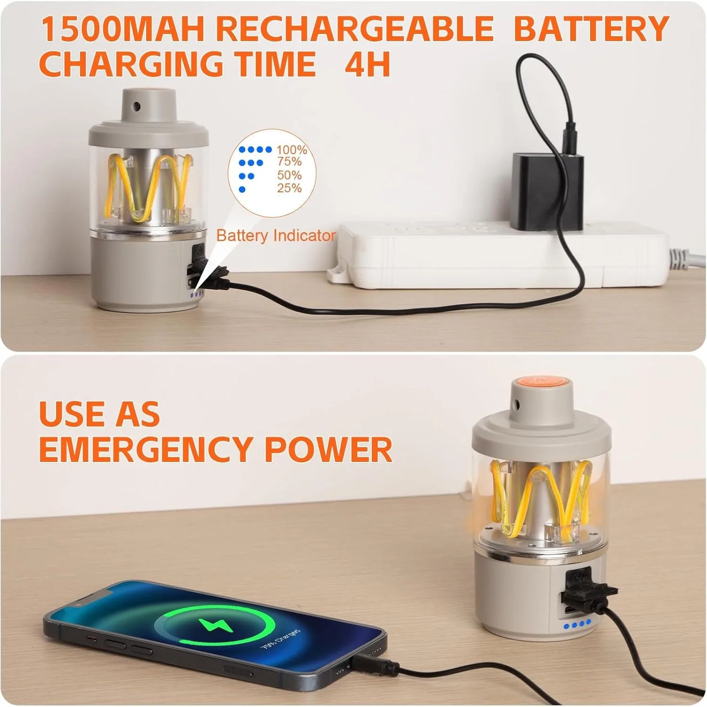 LED Camping Lantern Rechargeable, Cob Camping Lanterns Outdoor Flashlight, 3 Colors, Portable Battery Emergency Light, Suitable
