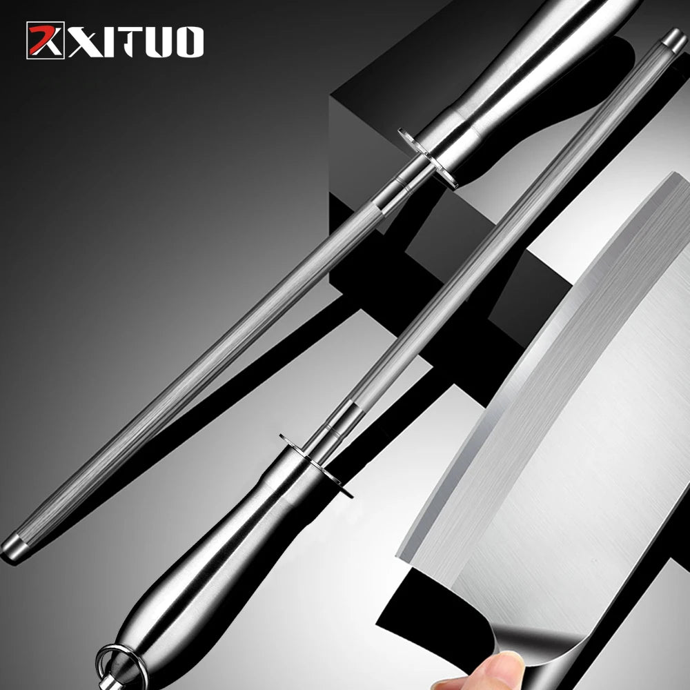 XITUO Japan 12 in.Diamond Carbon Steel Professional Knife Sharpener Rod | Kitchen, Home or Hunting | Master Chef, Hunter or Home