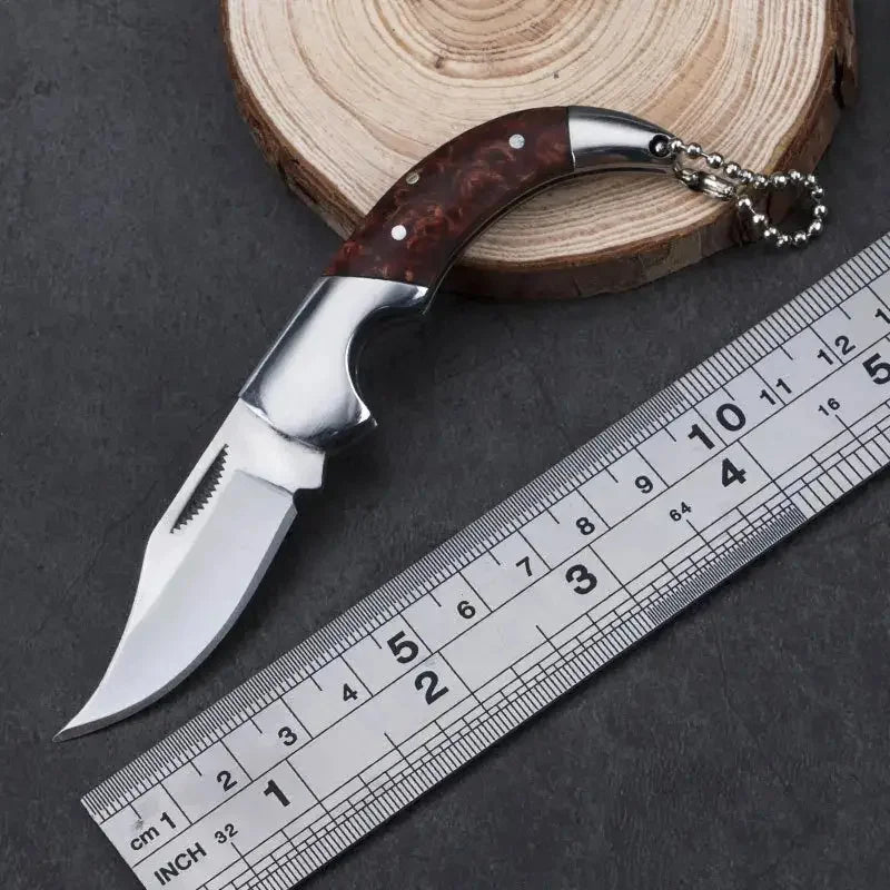 Folding Knife Hunting Camping Survival Tool Dcbeer Steel+Wood Handle Knives EDC Tool Pocket Knife