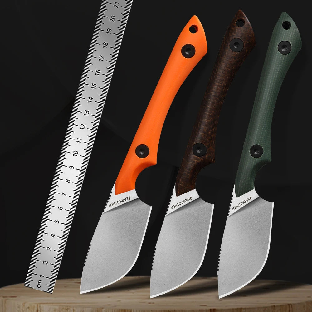 JEABROTHER Pocket Knife, Linen Handle, Fixed Knife, Outdoor Survival, Camping, EDC Tools, Fruit Knife