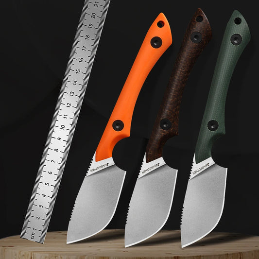 JEABROTHER Pocket Knife, Linen Handle, Fixed Knife, Outdoor Survival, Camping, EDC Tools, Fruit Knife