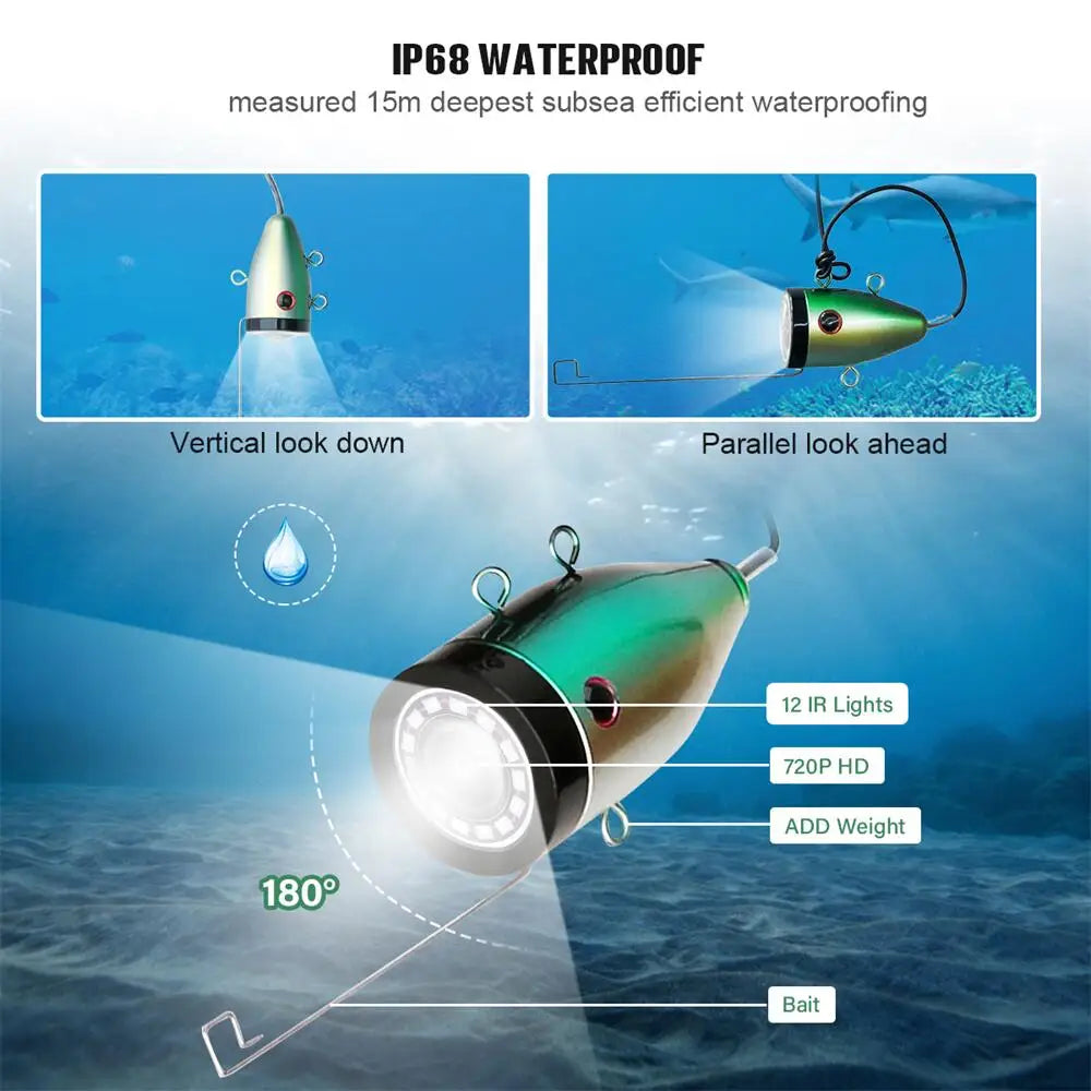 5 inch 16GB DVR Fish Finder Underwater Fishing Camera AHD 1280*720 Screen 12pcs Infrared Lamp 1080P 15m Camera For Ice Fishing