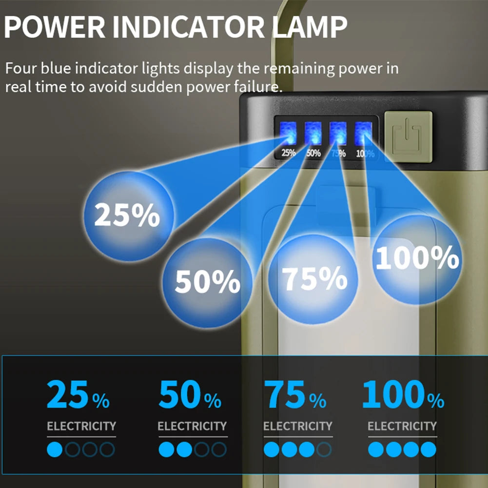 Foldable Camping Light Power Bank Rechargeable Lantern Solar Camping Lantern Portable Flashlight for Camping Hiking Fishing