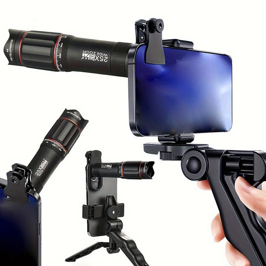 Cell Phone Camera Lenses Kit 18X25 Monocular Telescope Fits Most Smartphones for Birdwatching Traveling, Hunting Football Games