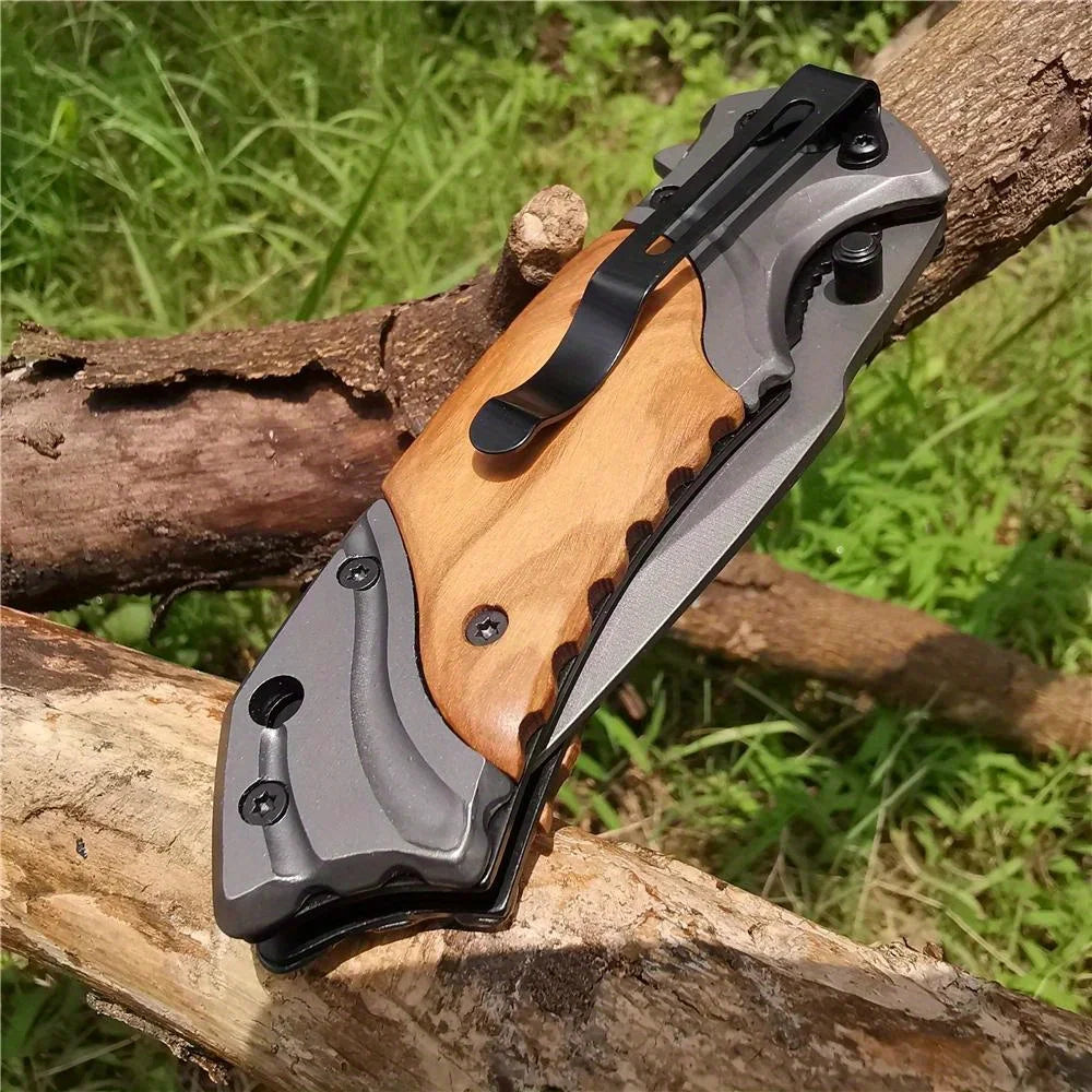 1PC Stainless Steel Folding Knife, Portable Folding Pocket Knife, Multifunctional Fruit Knife for Camping, Fishing, Hiking and O