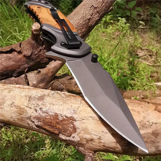 1PC Stainless Steel Folding Knife, Portable Folding Pocket Knife, Multifunctional Fruit Knife for Camping, Fishing, Hiking and O