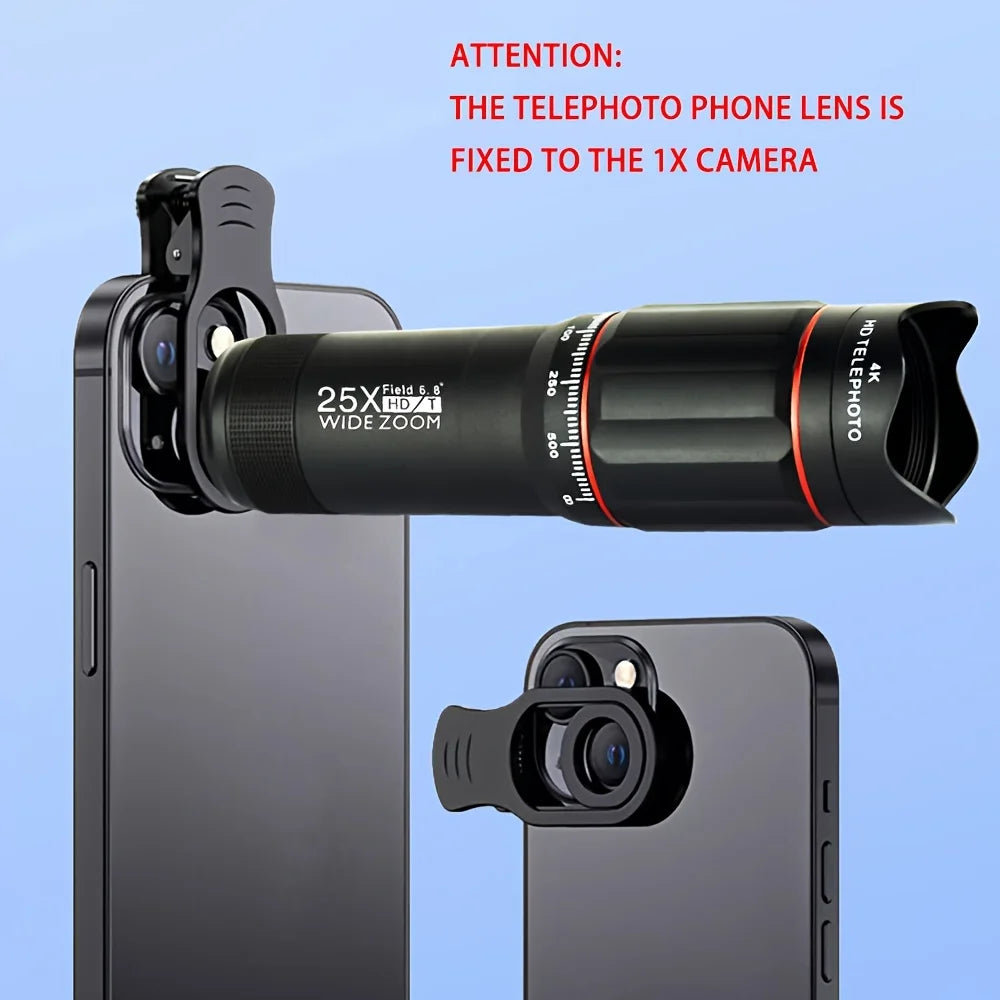 Cell Phone Camera Lenses Kit 18X25 Monocular Telescope Fits Most Smartphones for Birdwatching Traveling, Hunting Football Games