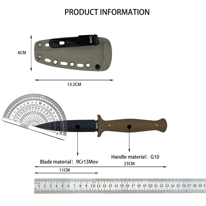 MKC V24 Multi-fuctional Fixed Blade Knife G10 Handle 9Cr13Mov Blade with Sheath Outdoor Underbrush Climbing Hunting Durable Tool