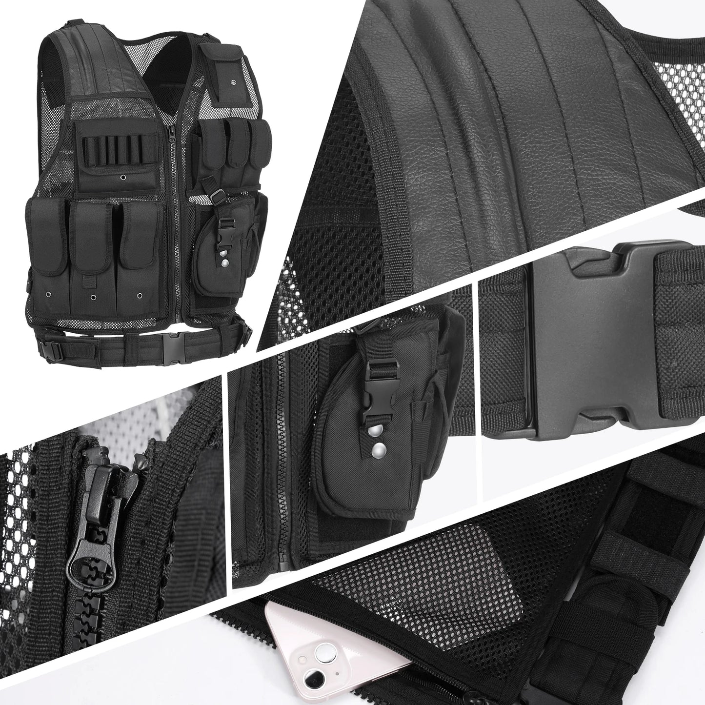 Outdoor Camping Tactical Vest Multi-Pockets Breathable Combat Vest Outdoor Military Airsoft Army Vest For Hunting Camping Hiking