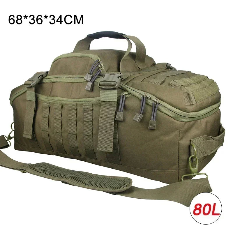 LQARMY 30L 50L 80L Sport Travel Bag Molle Tactical Backpack Gym Fitness Bag Large Duffle Bags for Camping Hunting Fishing